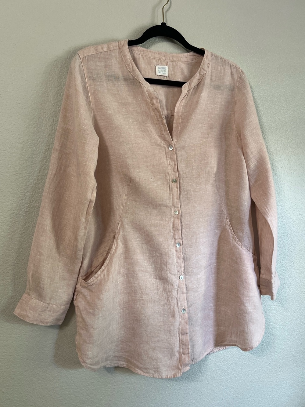 Sigrid Olsen Linen Button Down Shirt Pink - Picture 8 of 8